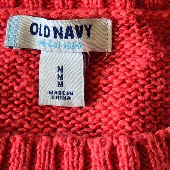 Size Medium Old Navy Coral & White Striped 3/4 Sleeve Sweater - Picture 7 of 10